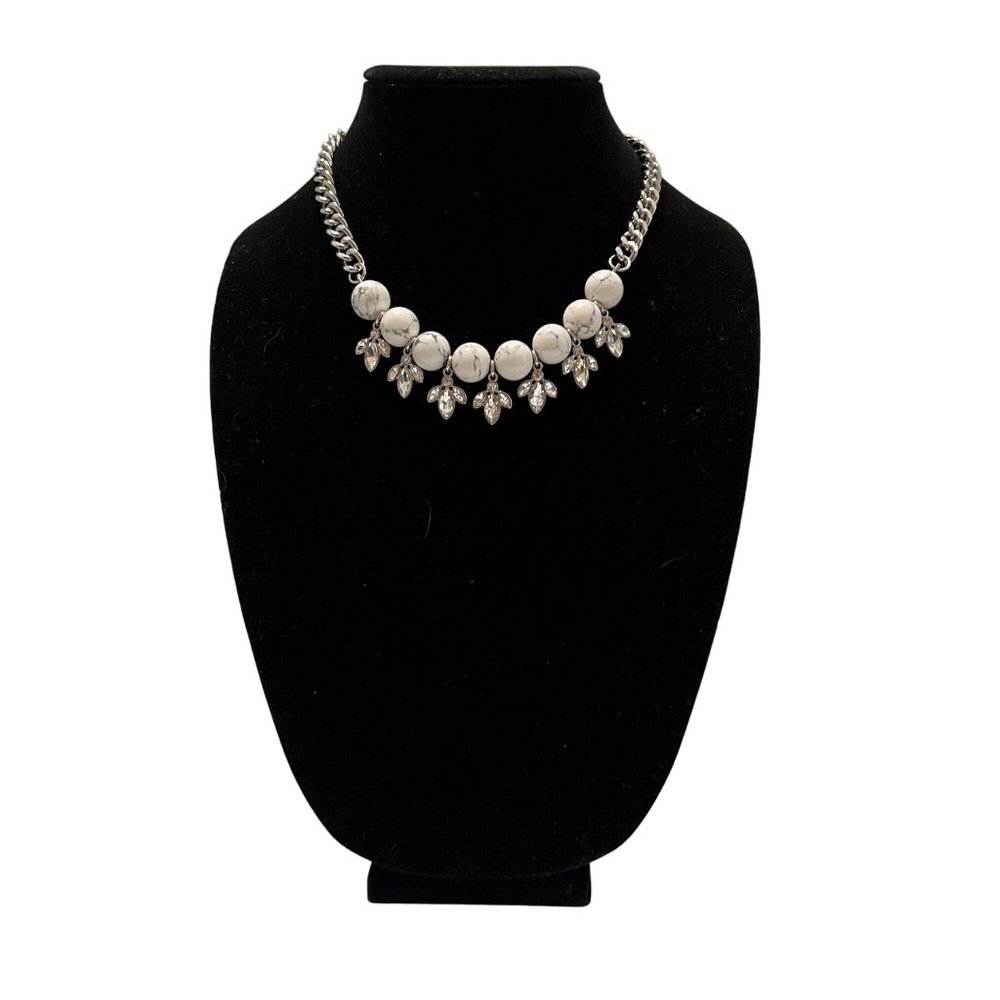 Adornable U Silver White Marble Rhinestone Reversible Statement Classic … - Picture 15 of 16